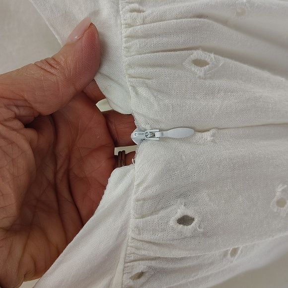 House Of Harlow X Revolve White Eyelet Dress Medium Adjustable Strap Open Back - Picture 8 of 13